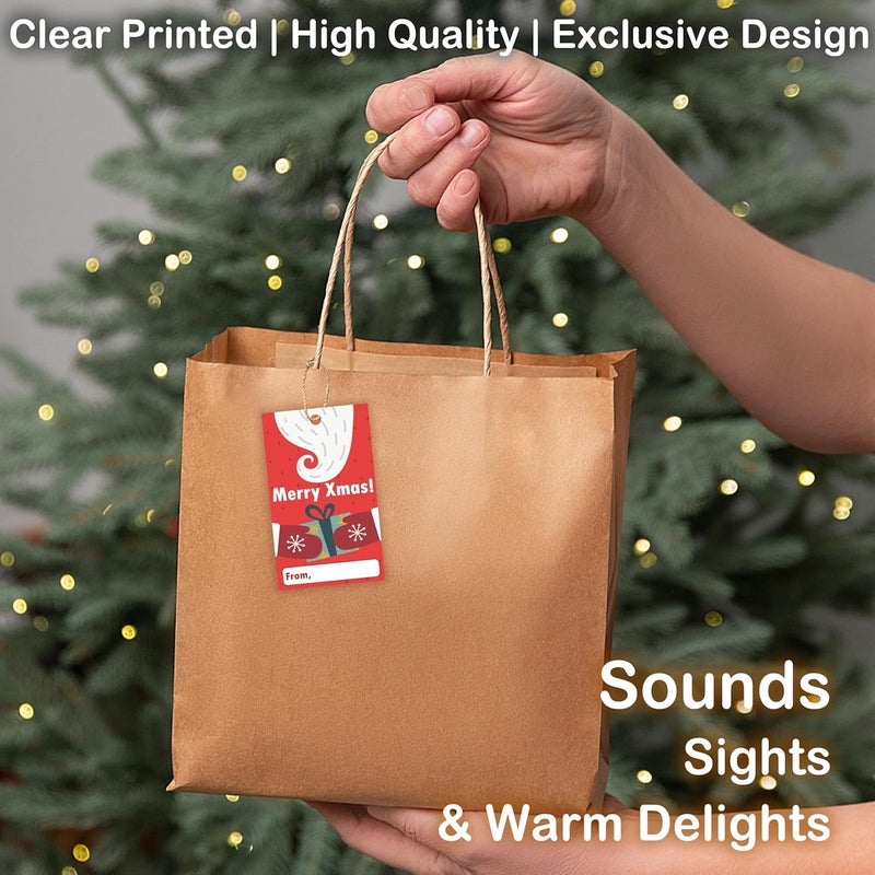 HandEasy 40 Pcs Christmas Gift Tags, 2.1"×3.5" Merry Xmas Paper Tags with String, Hanging Christmas Presents Label Wrapping for Party FavorDecorations, 4 Styles - A04 - Image 5